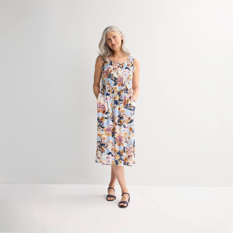 クロフト＆バロー レディース トップス 衣装 プチ midi シャーリング Petite Croft \u0026 Barrow Smocked Midi Dress Berry Coastal Scenic
