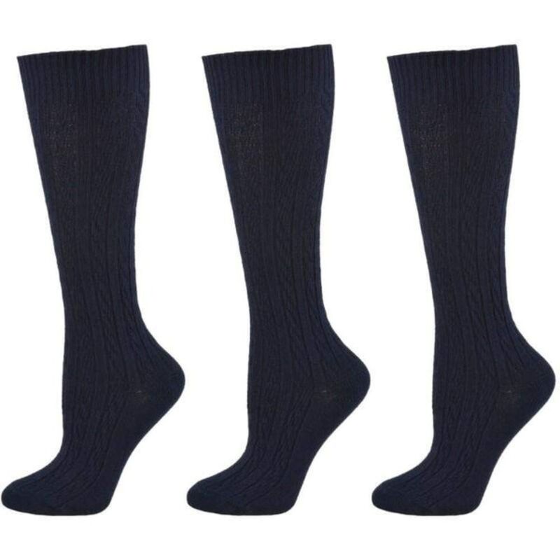 ウェアシエラ レディース アンダーお召しもの ソックス 綿織物 編み物 WEAR SIERRA Classicable Knit Cotton Knee High Socks 3 Pair Pack Black 黒いこと
