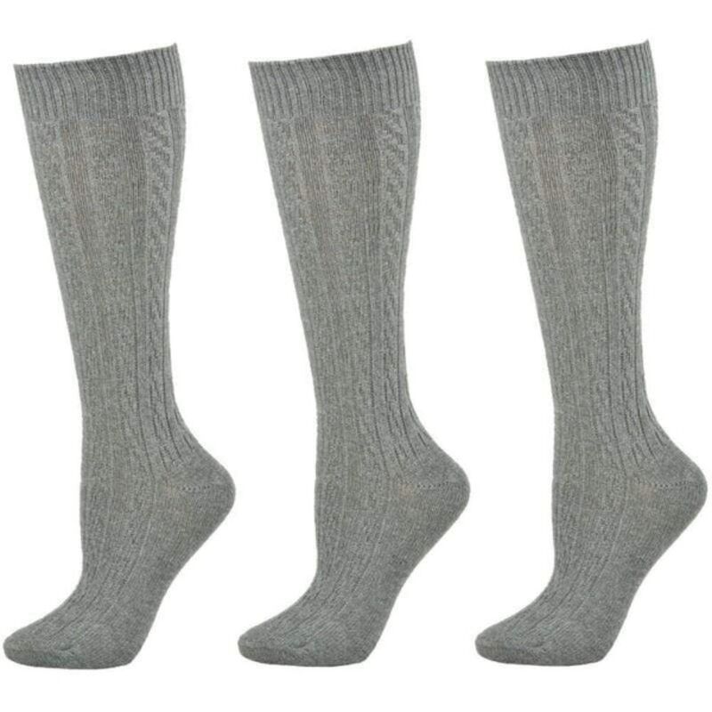 ウェアシエラ レディース アンダーお召しもの ソックス 綿織物 編み物 WEAR SIERRA Classicable Knit Cotton Knee High Socks 3 Pair Pack Gray 薄墨色