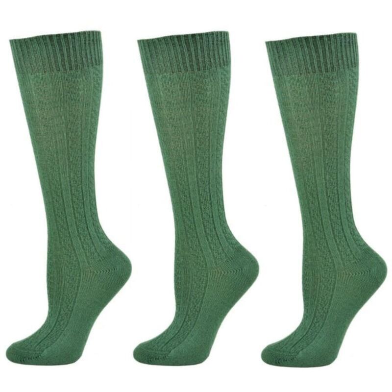 ウェアシエラ レディース アンダーお召しもの ソックス 綿織物 編み物 WEAR SIERRA Classicable Knit Cotton Knee High Socks 3 Pair Pack Hunter Green 緑であること