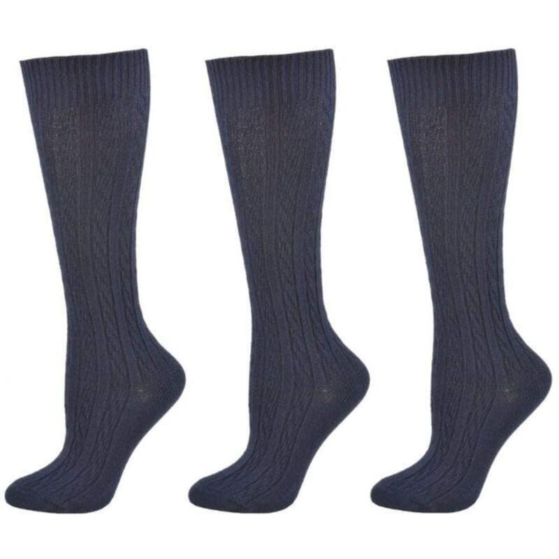 ウェアシエラ レディース アンダーお召しもの ソックス 綿織物 編み物 WEAR SIERRA Classicable Knit Cotton Knee High Socks 3 Pair Pack Navy 米国海軍
