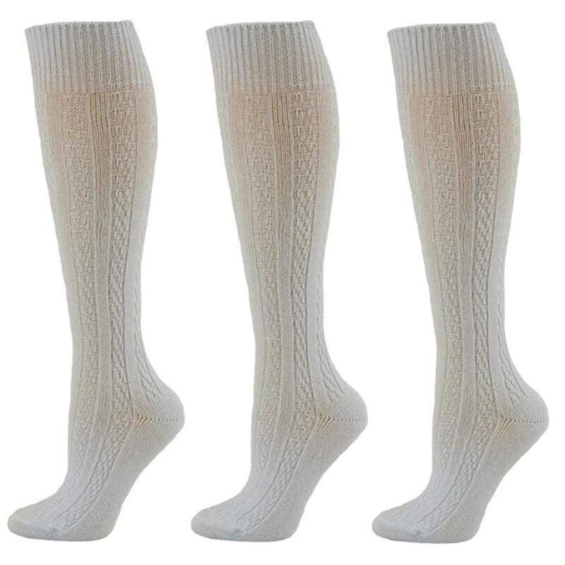 ウェアシエラ レディース アンダーお召しもの ソックス 綿織物 編み物 WEAR SIERRA Classicable Knit Cotton Knee High Socks 3 Pair Pack White 白いこと