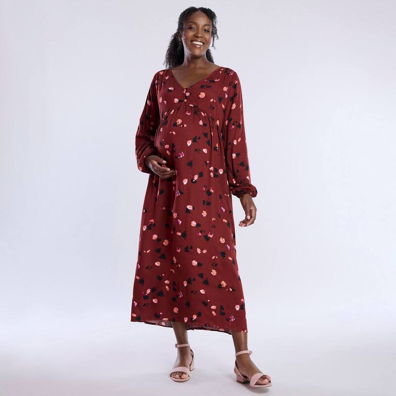 マザーフッド レディース トップス 衣装 midi マタニティ Maternity Motherhood Button Front Midi Dress Brick Floral