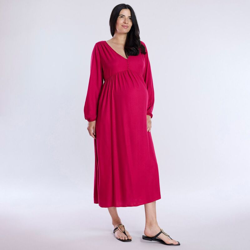 マザーフッド レディース トップス 衣装 midi マタニティ Maternity Motherhood Button Front Midi Dress Cerise