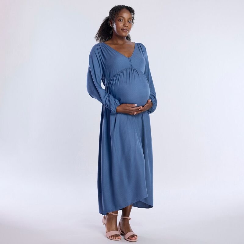 マザーフッド レディース トップス 衣装 midi マタニティ Maternity Motherhood Button Front Midi Dress Vintage Indigo インディゴ