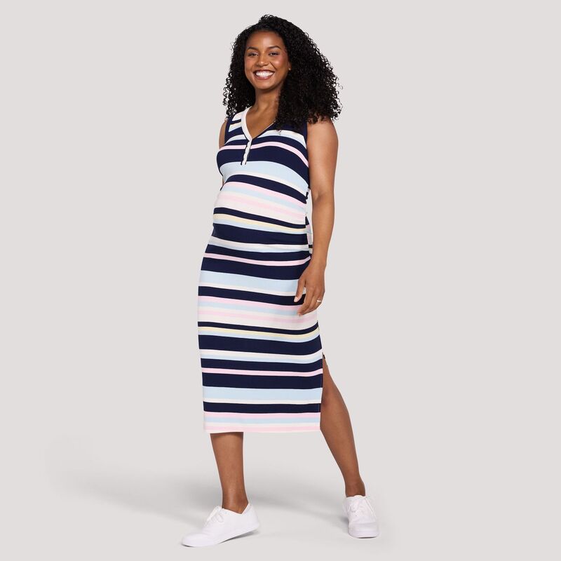 マザーフッド レディース トップス 衣装 midi マタニティ Maternity Motherhood Henley Tank Midi Dress Multi Stripe マルチ色つや