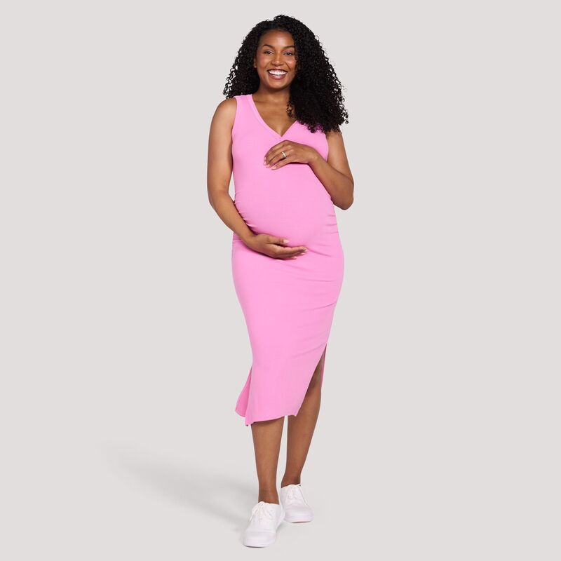 マザーフッド レディース トップス 衣装 midi マタニティ Maternity Motherhood Henley Tank Midi Dress Wild Orchid