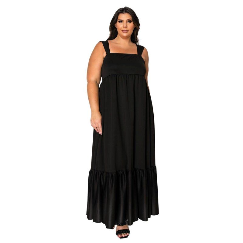 リブド レディース トップス 衣装 つけ加える大きさ フラウンス マキシ L I V D Plusize Angelika Ruffled Hemaxi Dress Black 黒いこと
