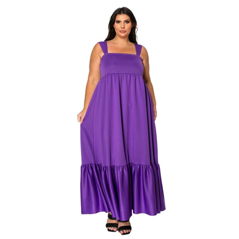 リブド レディース トップス 衣装 つけ加える大きさ フラウンス マキシ L I V D Plusize Angelika Ruffled Hemaxi Dress Purple パープル