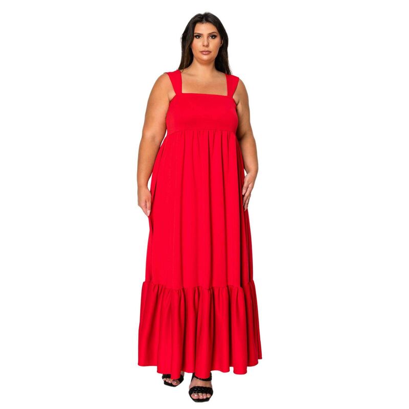 リブド レディース トップス 衣装 つけ加える大きさ フラウンス マキシ L I V D Plusize Angelika Ruffled Hemaxi Dress Red 赤いこと