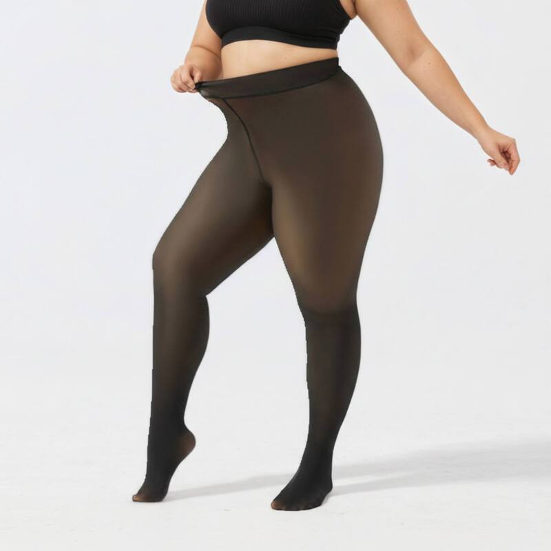 アンナカシ レディース アンダーお召しもの ソックス フリース Anna-Kaci Women\u0027s Fleece-Lined Bare-Legs Pantyhose with Soft Stretch Waistband Skin-Transparent Effect Black 黒いこと