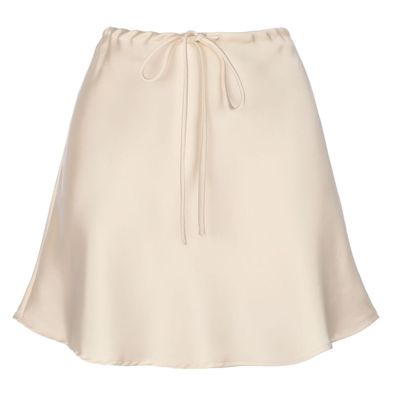 インスパイア 今めかしい レディース 下つ方スコート A 生産ライン 御機嫌酉の方角 ミニ 繻子 絹地 INSPIRE CHIC Drawstring Satin Mini Skirt for Women High Waist Casual A-Line Flared Flowy Silk Skater Short Skirts Beige ベージュ