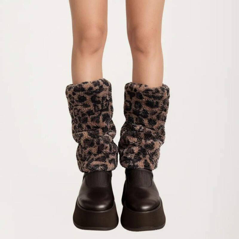アンナカシ レディース アンダーお召しもの ソックス 足し加える大きさ 刷り上げる ブーツ Anna-Kaci Women\u0027s Leopard Print Plush Leg Warmersoft Faux Fur Slouchy Boot Covers for Cozy Layered Styling Brown 赤銅色