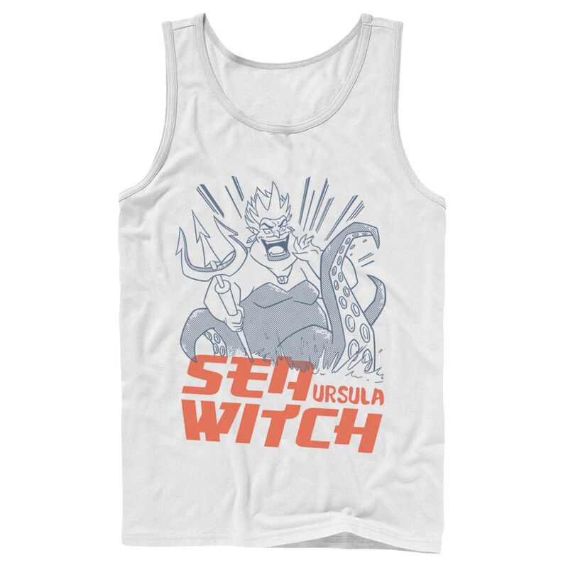 ディズニー レディース トップス Tシャツ Men's Disney The Little Mermaid Ursula Sea Witch Sketch Portraitank Top White ホワイト｜ReVida 店