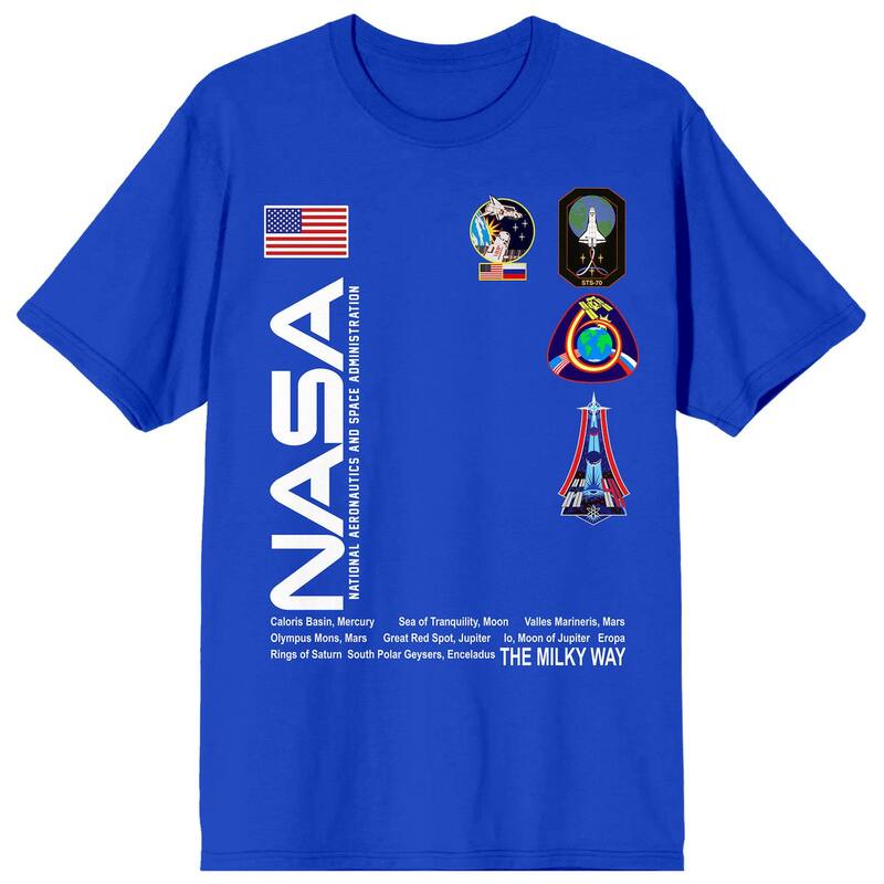 アニメキャラクター レディース トップス Tシャツ グラフィック Licensed Character Juniors' NASA Badges Worm Graphic Tee Blue ブルー｜ReVida 店