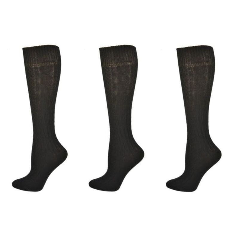 ウェアシエラ レディース アンダーお召しもの ソックス アクリル樹脂 編み物 WEAR SIERRA Classicable Knit Acrylic Knee High Socks 3 Pair Pack Black 黒いこと