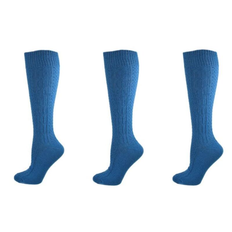 ウェアシエラ レディース アンダーお召しもの ソックス アクリル樹脂 編み物 WEAR SIERRA Classicable Knit Acrylic Knee High Socks 3 Pair Pack Copen Blue 青色