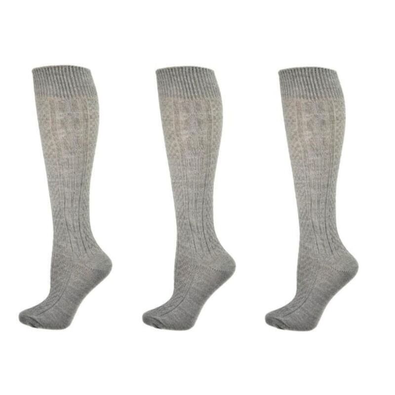 ウェアシエラ レディース アンダーお召しもの ソックス アクリル樹脂 編み物 WEAR SIERRA Classicable Knit Acrylic Knee High Socks 3 Pair Pack Heather Gray 薄墨色