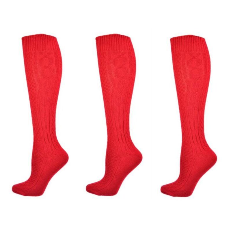 ウェアシエラ レディース アンダーお召しもの ソックス アクリル樹脂 編み物 WEAR SIERRA Classicable Knit Acrylic Knee High Socks 3 Pair Pack Lipstick Red 赤いこと