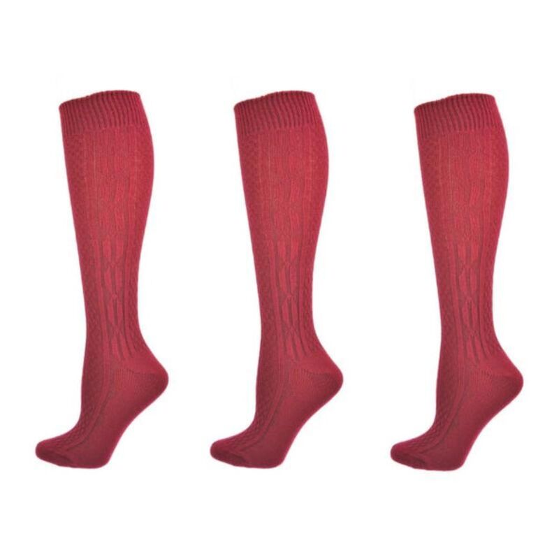ウェアシエラ レディース アンダーお召しもの ソックス アクリル樹脂 編み物 WEAR SIERRA Classicable Knit Acrylic Knee High Socks 3 Pair Pack Prescott Red 赤いこと