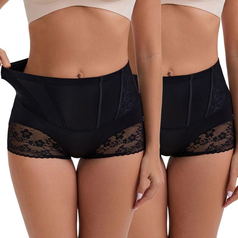 インスパイア 今めかしい レディース ボトムス 心地よいズボン下 御機嫌酉の方角 INSPIRE CHIC Women\u0027s High-Waisted Hip Lifting Tummy Control Underwear Lightweight Seamlesshaping Panties 2Packs Black 黒いこと