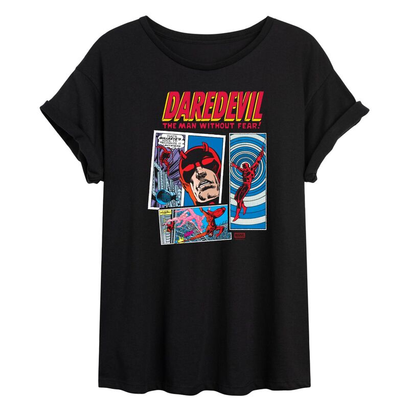 アニメ文字記号 レディース トップス プルオーバー クロップド Licensed Character Juniors\u0027 Marvel Daredevil The Man Without Fear Cropped Tee Black 黒いこと