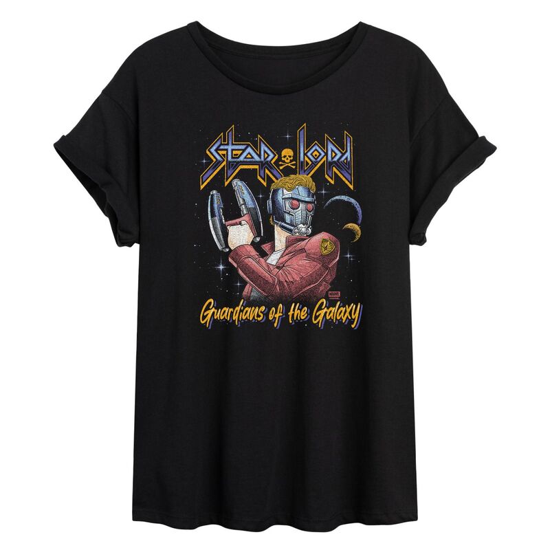 アニメ文字記号 レディース トップス プルオーバー Licensed Character Juniors\u0027 Marvel Guardians Of The Galaxy Star Lord Oversized Tee Black 黒いこと