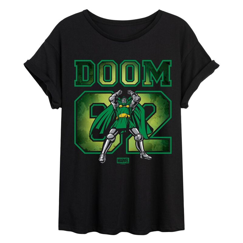 アニメ文字記号 レディース トップス プルオーバー Licensed Character Juniors\u0027 Marvel Doctor Doom \u002762 Oversized Tee Black 黒いこと