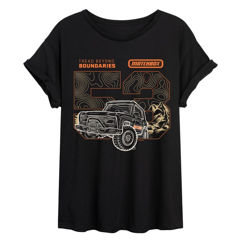 アニメ文字記号 レディース トップス プルオーバー Licensed Character Juniors\u0027 Matchbox Off-Road Truck Oversized Tee Black 黒いこと
