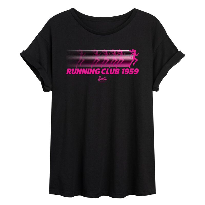 アニメ文字記号 レディース トップス プルオーバー Licensed Character Juniors\u0027 Barbie Running Club 1959 Oversized Tee Black 黒いこと