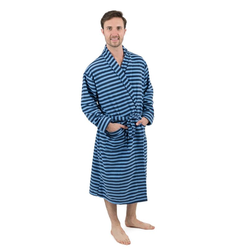 レベレット レディース アンダーお召しもの ナイト爵お召しもの フリース Leveret Mens Fleece Robe Blue and Navy Striped Blue Navy 米国海軍