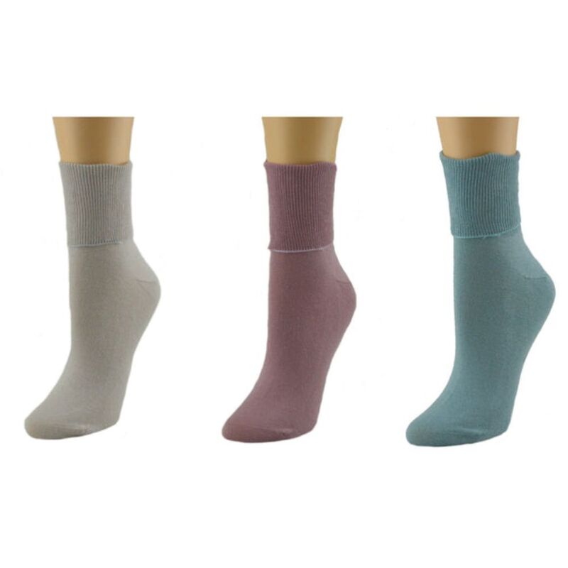 ウェアシエラ レディース アンダーお召しもの ソックス 綿織物 アンクル WEAR SIERRA Women\u0027s 100% Combed Cotton Ankle Turn Cuff 3 Pair Pack Rose Aquifer Chime