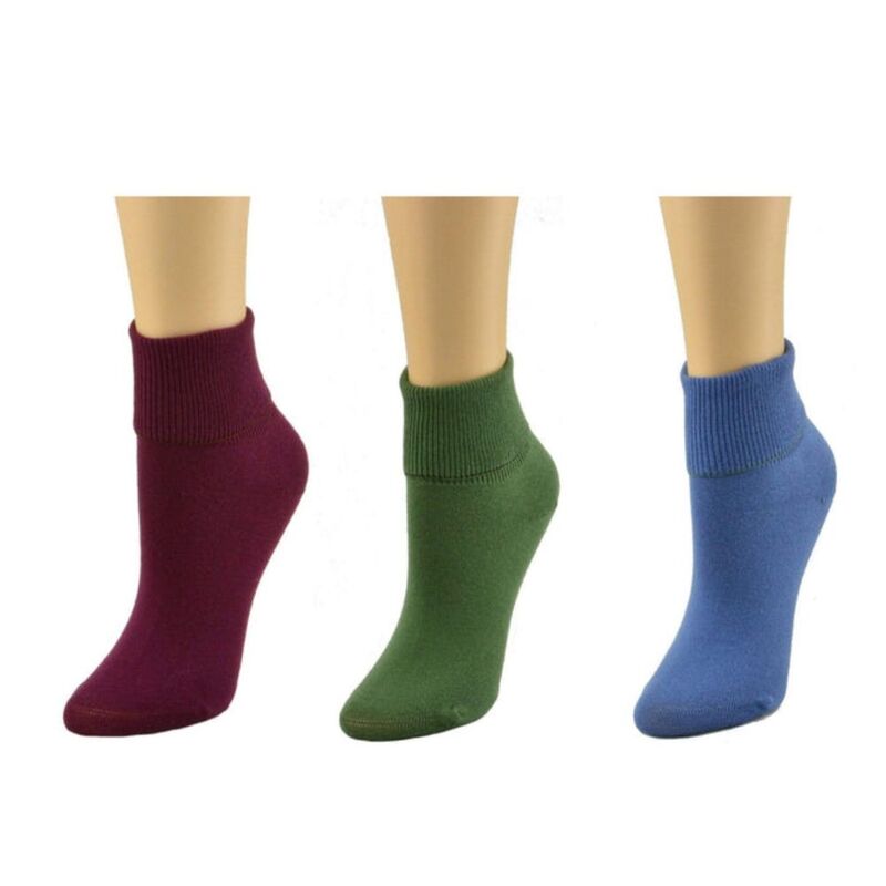 ウェアシエラ レディース アンダーお召しもの ソックス 綿織物 アンクル WEAR SIERRA Women\u0027s 100% Combed Cotton Ankle Turn Cuff 3 Pair Pack Wine Blue Green 青色
