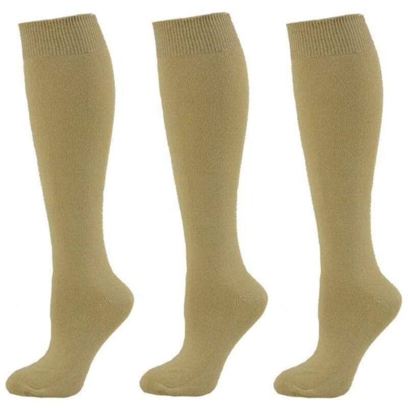ウェアシエラ レディース アンダーお召しもの ソックス 綿織物 編み物 WEAR SIERRA Classic Flat Knit Combed Cotton Knee High Socks 3 Pair Packhaki カーキ