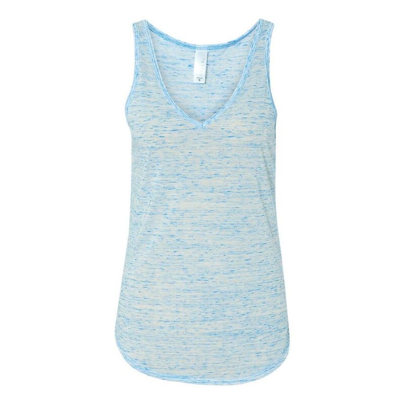 ベラ帆布 レディース トップス プルオーバー Vのど首 Bella+Canvas BELLA + CANVAS Women\u0027s Flowy V-Neck Tank Blue Marble 青色