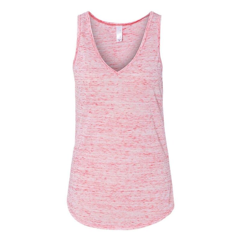 ベラ帆布 レディース トップス プルオーバー Vのど首 Bella+Canvas BELLA + CANVAS Women\u0027s Flowy V-Neck Tank Red Marble 赤いこと