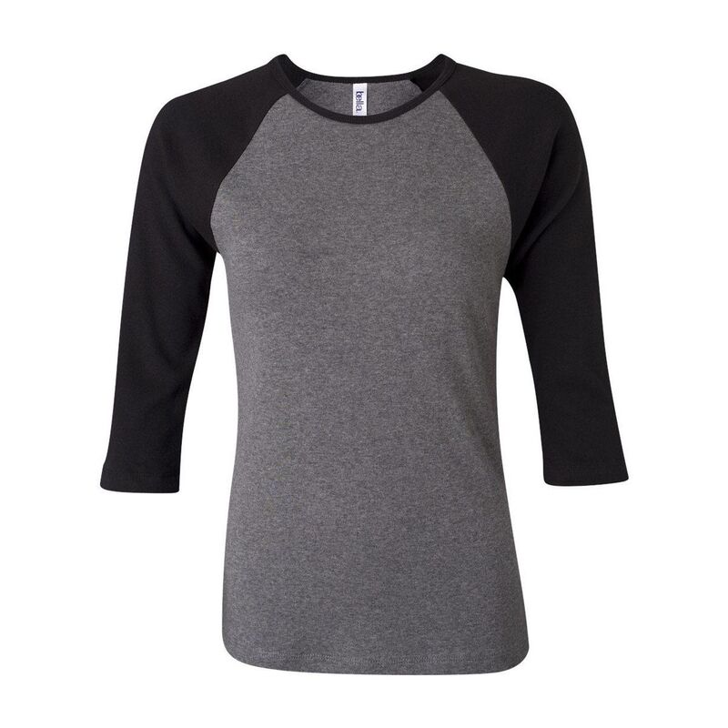 ベラ帆布 レディース トップス プルオーバー Bella+Canvas BELLA + CANVAS Womens 1X1 Baby Rib Raglan Three-Quarter Sleeve Tee Deep Heather ギョリュウモドキ