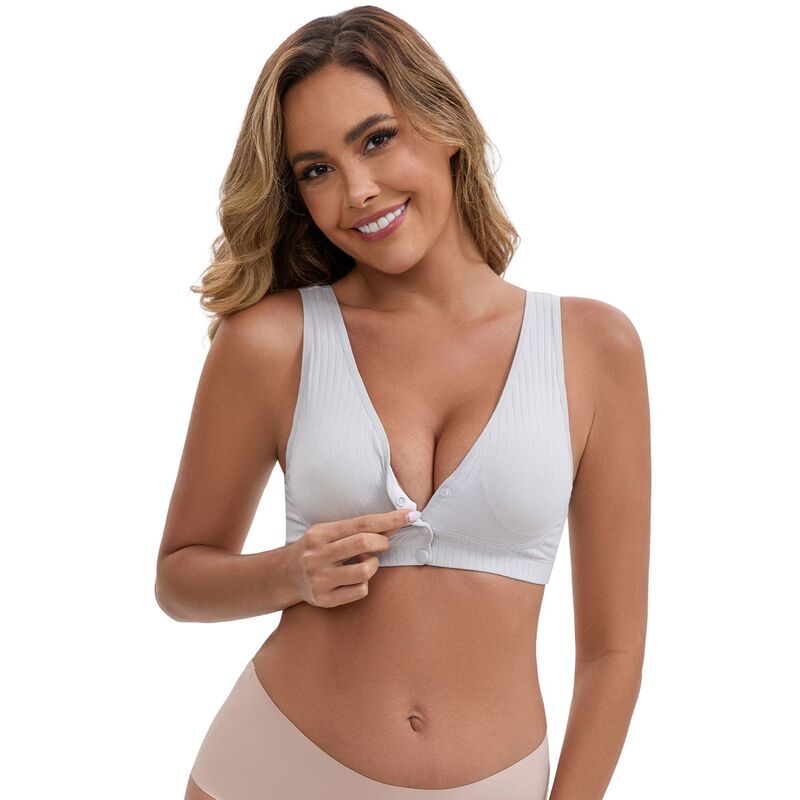 インスパイア 今めかしい レディース アンダー御召しもの ブラ V素っ首 INSPIRE CHIC Women\u0027s Front Close Wirefree Padded Nursing Bras Cross V-Neck Lift Up Soft Breastfeeding Lingerie Light Gray 薄墨色