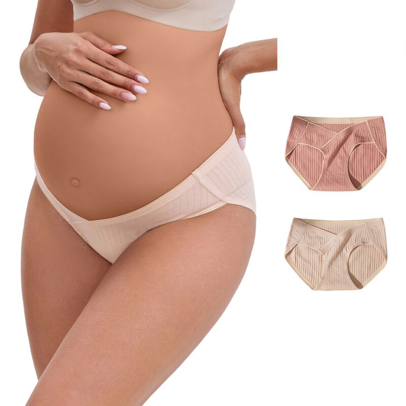 インスパイア 今めかしい レディース アンダーお召しもの ズボン下 マタニティ INSPIRE CHIC Women\u0027s Mid-Waisted Tummy Support Maternity Briefs Hi-Cut Seamless Comfortable Underwears 3 Packs Pink Beige Apricot サクラ色