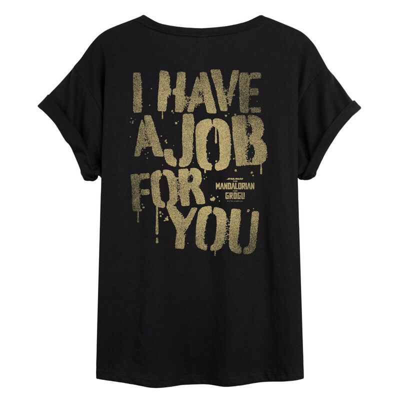 アニメ文字記号 レディース トップス プルオーバー Licensed Character Juniors\u0027 Star Wars The Mandalorian \u0026 Grogu I Have A Job For You Oversized Tee Black 黒いこと