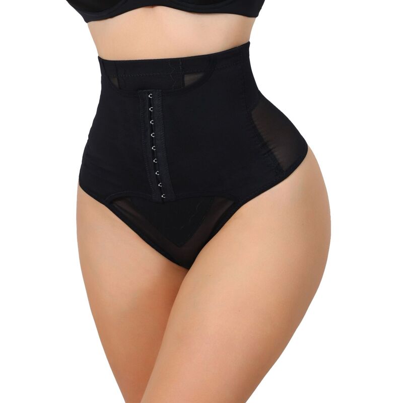インスパイア 今めかしい レディース ボトムス 心地よいズボン下 INSPIRE CHIC Women\u0027s High Waisted Tummy Control Bodyshaper Panties Thong with Front Hook Closure Black 黒いこと