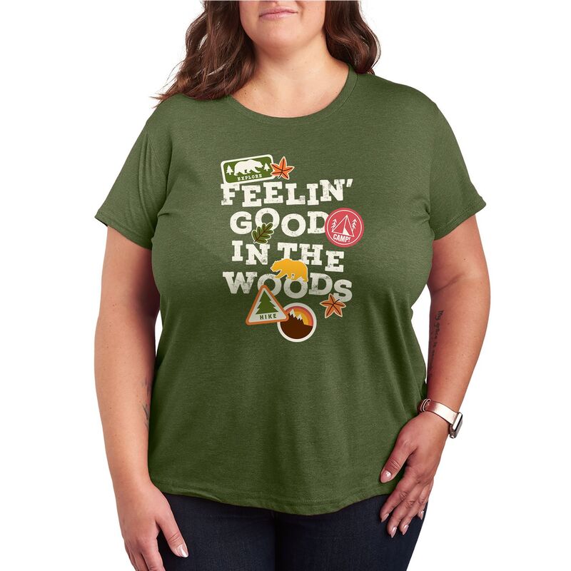 アニメ文字記号 レディース トップス プルオーバー 足し加える大きさ グラフィック Licensed Character Plusize Feelin\u0027 Good In The Woods Graphic Tee Burnt Olive オリーブ
