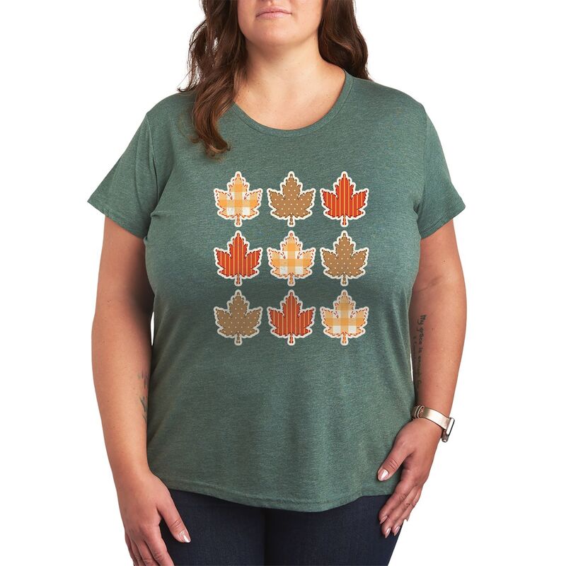 アニメ文字記号 レディース トップス プルオーバー 足し加える大きさ グラフィック Licensed Character Plusize Falleaves Pattern Grid Graphic Tee Heather Juniper ギョリュウモドキ