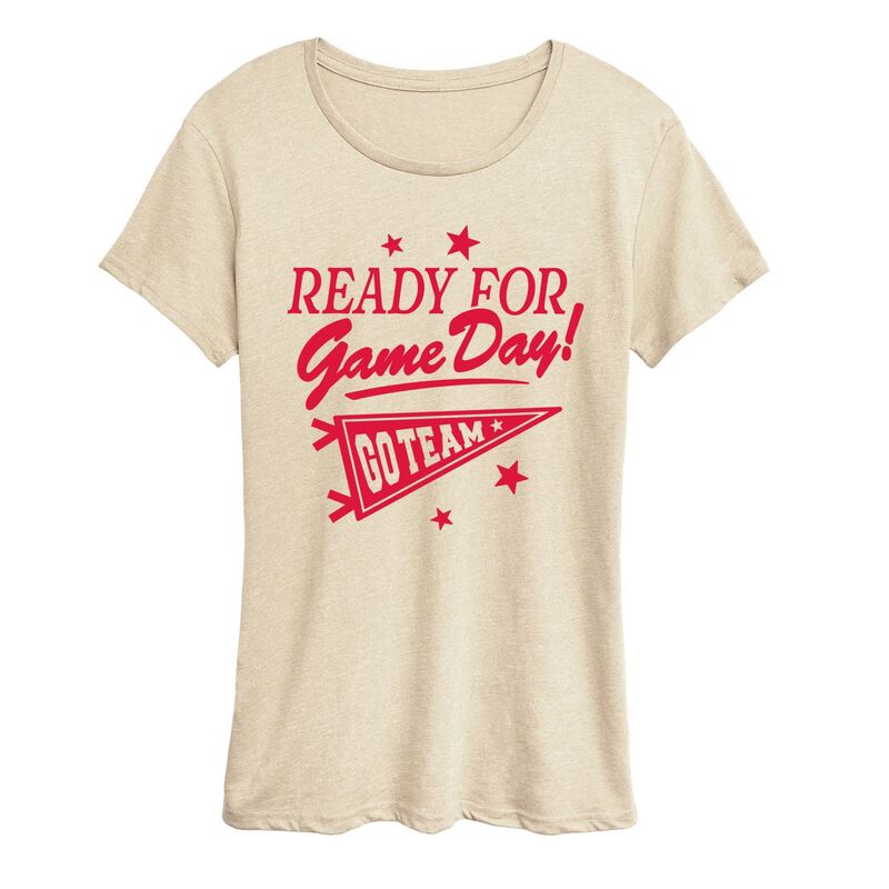 アニメ文字記号 レディース トップス プルオーバー グラフィック Licensed Character Women\u0027s Ready For Game Day! Go Team Graphic Tee Beige ベージュ
