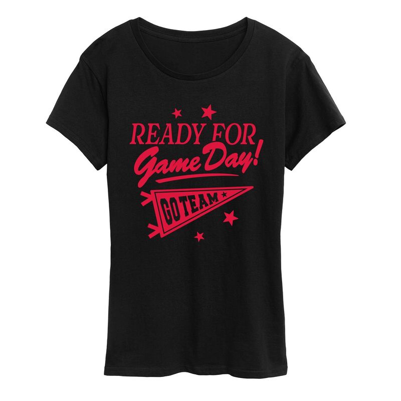 アニメ文字記号 レディース トップス プルオーバー グラフィック Licensed Character Women\u0027s Ready For Game Day! Go Team Graphic Tee Black 黒いこと
