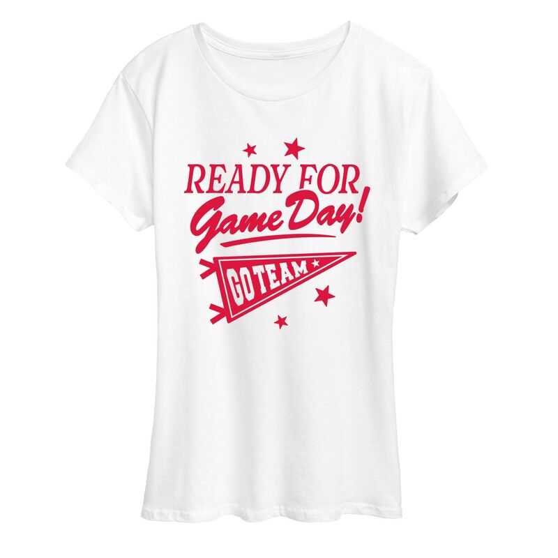 アニメ文字記号 レディース トップス プルオーバー グラフィック Licensed Character Women\u0027s Ready For Game Day! Go Team Graphic Tee White 白いこと