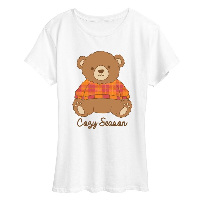 アニメ文字記号 レディース トップス プルオーバー グラフィック Licensed Character Women\u0027s Cozy Season Teddy Bear Graphic Tee White 白いこと