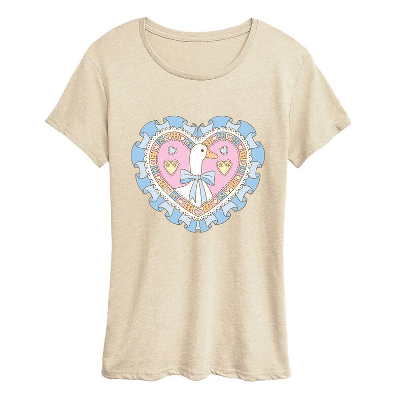 アニメ文字記号 レディース トップス プルオーバー グース グラフィック Licensed Character Women\u0027s Coquette Goose Heart Graphic Tee Beige ベージュ
