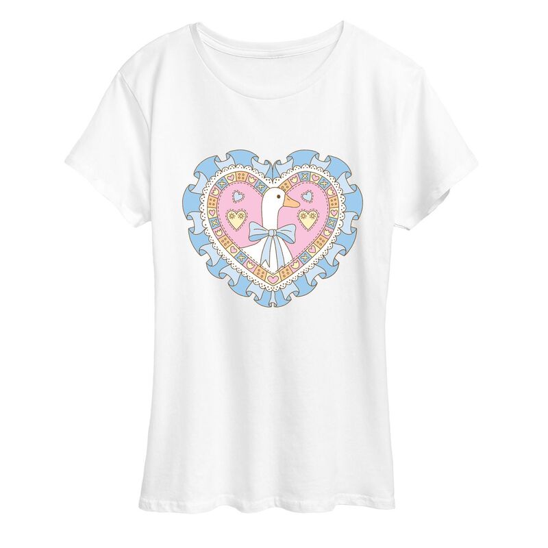 アニメ文字記号 レディース トップス プルオーバー グース グラフィック Licensed Character Women\u0027s Coquette Goose Heart Graphic Tee White 白いこと