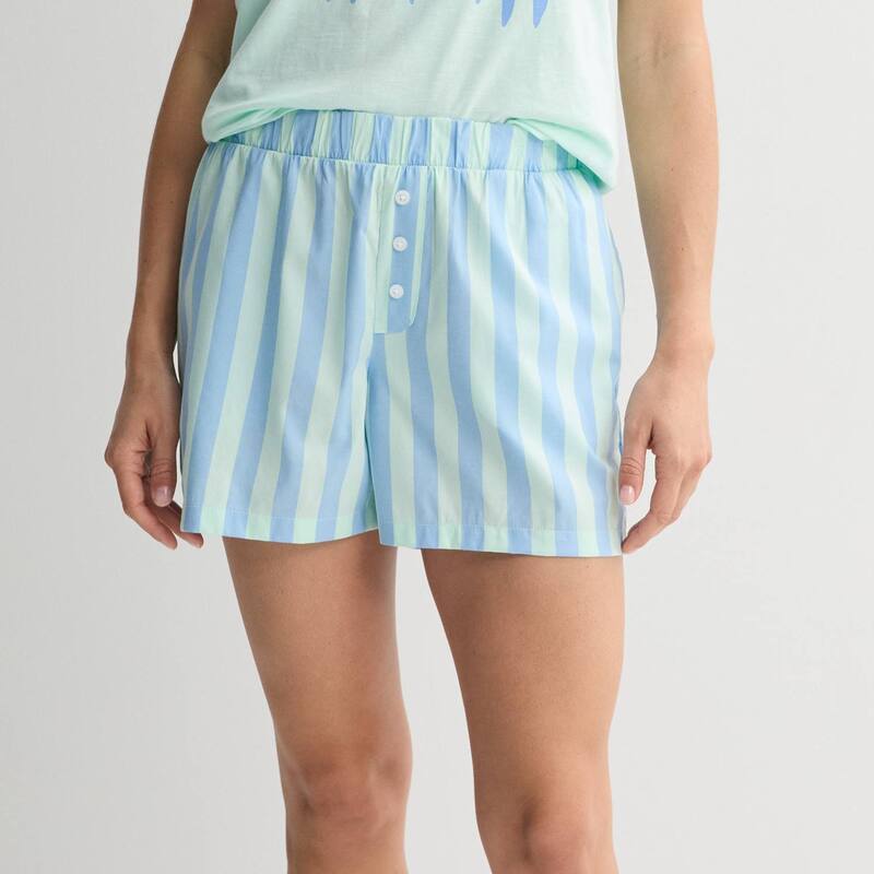 ソノマ レディース アンダーお召しもの ナイト爵お召しもの 遊撃手ズボン下 Women\u0027sonoma Goods For Life Woven Pajama Shorts Mint Blue Stripe 青色